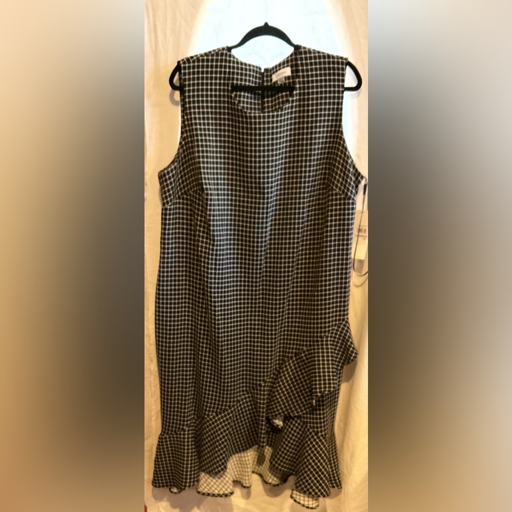 Black and white midi ruffle dress